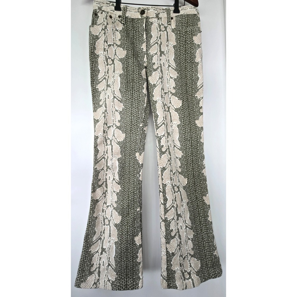 Ungaro Fever Snakeskin Print Pants Made in Italy Neutral Animal Pattern Size 32